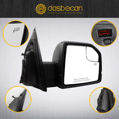Side Right Mirror Compatible with Ford F-150 2015 2016 2017 2018 Right Side FL3Z17683DC FO1320524 9 Pins Power Heated LED Turn Signal