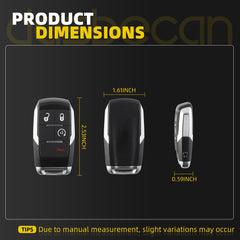 Remote Control Key Fob Replacement Compatible with 2019-2024 Dodge Ram 2500 3500 4500 5500 Keyless Entry GQ4-76T 68365327AB 68365327AC 433MHz (4 Buttons)