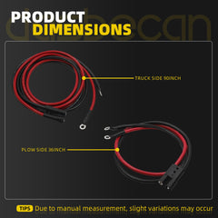 Truck & Plow Side Snowplow Power Ground Cables Kit Compatible with BOSS Plows Replaces# HYD01684 HYD01690