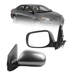 Driver Side Mirror Compatible With 2009-2013 Toyota Corolla With Power Glass Heated Manual Folding Left Door Mirror Gray Replace#8790902A81 TO1320247(5Pins)