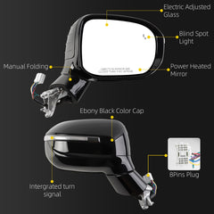 Passenger Side Mirror Compatible With 2020-2026 Kia Telluride Power Heated Glass Blind Spot Turn Signal Manual Folding Right Door Mirror Replace# 87620-S9220 KI1321240 Eboy Black(8Pins)