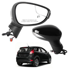 Right Passenger Side Mirror Compatible with 2009-2017 Ford Fiesta with Power Heated Glass, Turn Signal, Manual Folding, Black Texture Cap Replace#FO1321458 FO1321459 (6Pins)