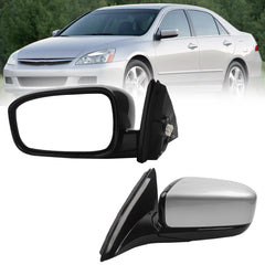 Driver Side Mirror Compatible with 2003-2007 Honda Accord Left Side Door Mirrors With Manual Folding Power Glass Replace#HO1320152 Alabaster Silver Metallic Cover 3pins