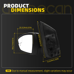 Left Driver Side Mirror Assembly Compatible with 2013-2016 Ford Escape with Memory Power Heated Blindspot Glass Manual Folding Puddle Light and Signal Blinker Replace# FO1320437 Black(12pins)