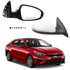 Right Passenger Side Mirror DIY Paintable Compatible With 2019-2024 KIA Forte View Mirror With Power Glass/Heated/Turn Signal/Blind Spot/Manual Folding KI1321225 87620M7070 (8Pins)