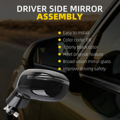 Driver Side Mirror Compatible With 2020-2026 Kia Telluride Power Heated Glass Blind Spot Turn Signal Electric Folding Left Door Mirror Replace# 87610-S9020 KI1320241 Eboy Black(10Pins)