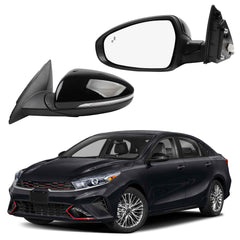 Driver Side Mirror Compatible With 2019-2024 KIA Forte With Power Glass/Heated/Turn Signal/Blind Spot/Manual Folding Black Left Door Mirror 87610M7090 KI1320225 (8Pins)