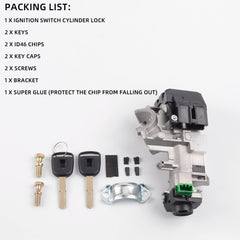 Ignition Switch Lock Cylinder Assembly Compatible with Honda Accord CRV FIT Odyssey Civic 2006-2011 06350-SAA-G30 35100-SDA-A71 (with Chip ID46 Keys)