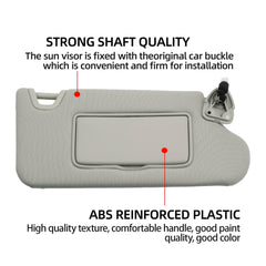 Gray Right Passenger Side Sun Visor Compatible with Nissan Altima 2013-2018 with Mirror and Vanity Light Without Sunroof Replaces# 96401-3TA2A