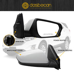 Right Passenger Side Mirror Compatible With 2018-2023 Chevy Equinox GMC Terrain Rearview Mirror With Heated Glass/Power Glass/Manual Folding Replace# GM1321560 (5pin) White Paint