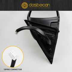 Passenger Right Side Mirror with Camera Compatible with 2014-2019 Nissan Rogue Heated Turn Signal Power HD Glass Black Painted Manual Folding # NI1321254 96301-9TB3C 13Pins