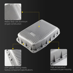 Heavy Duty Transmission Oil Pan Kit Compatible with Ford Lincoln For 2011-2017 F150 Expedition Mustang Navigator Silver Aluminum 6R80 6-Speed Auto Trans OE#328051100 BR3Z-7A194-A 265-854