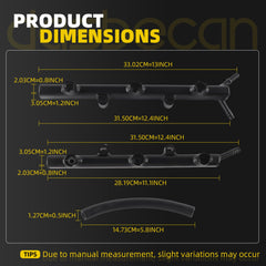 Black Fuel Rail 53034198AC Compatible with 11-25 Jeep Dodge 3.6L For Chrysler 300/200 Ram ProMaster 1500/2500/3500 Dodge Challenger/Charger/Durango/Avenger/Journey