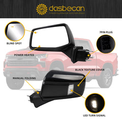 Dasbecan Side Mirror Compatible with 19 20 21 22 23 24 Chevy Silverado 1500, GMC Sierra Side Door Mirror