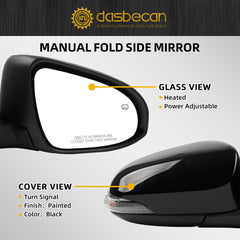 Right Passenger Side Mirror Compatible with Toyota Corolla 2014-2019 Power Glass Heated with Turn Signal Light Door Mirror Assembly Replaces TO1321295 8791002G10 Black 7Pins