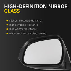 Left Driver Side Mirror Compatible with Toyota Highlander 2008-2013 Power Glass Manual Folding Non-Heated Replaces 8794048291 TO1320245 Silver 3Pins