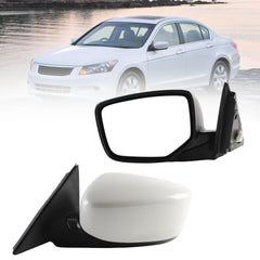 Left Side Mirror Compatible with 08-12 Honda Accord White 5 Pins 76258TA5A11 HO1320231 with Power Heated Glass, Manual Folding