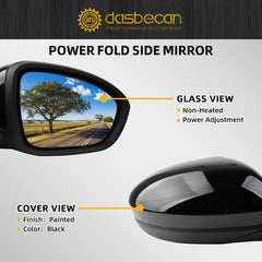 Passenger Side Mirror Compatible with 2019-2023 Nissan Altima Non-heated Manual Fold Power Adjustment Right Rearview Door Mirror Painted Black 3PINS Replaces#963016CA0A-PFM, NI1321311