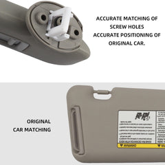 Front Right passenager Side Sun Visor with Light Compatible with Toyota Highlander 2008-2013 74320-0E050-B0 (Gray)