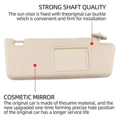 Right Passenger Side Sun Visor Compatible with Toyota Tacoma 2005-2012 2013 2014 2015 Visor Assembly Without Light 74310-04081-E0 Beige