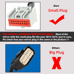 Right Passenger Side Mirror Assembly Compatible with Ford Fusion 2013-2015 Power | Heated | Turn Signal | Manual Folding | DS7Z17682BA | Black | 7Pins