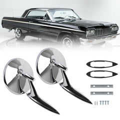 Round Bowtie Outside Rearview Mirrors Ribbed Base Compatible With 1963 1964 1965 Chevy Chevelle El Camino Impala Corvair Impala Nova Replaces# 654394765672