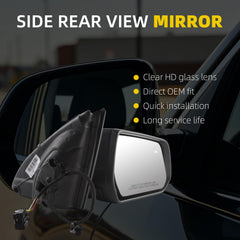 Side Rear View Mirror Compatible with 2020-2024 GMC Acadia AT4/SL/SLE Heated Blind Spot Power Glass Manual Folding Right Passenger Door Mirror Replace# GM1321654 84579491 84579491-PFM (7 Pin)