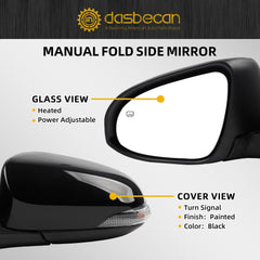 Left Driver Side Mirror Compatible with Toyota Corolla 2014-2019 Power Glass Heated with Turn Signal Light Door Mirror Assembly Replaces TO1320295 8794002F50 Black 7Pins