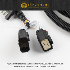 58964 Towed-Vehicle RV Wiring Harness Kit Compatible with 2018-2024 Jeep Wrangle JL, 2020-2024 Jeep Gladiator All Dinghy Towing Front Wiring Harness for Flat Tow with 4-Pin Flat Trailer