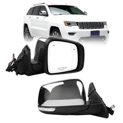 Right Passenger Side Mirror Compatible with Jeep Grand Cherokee 2014-2021 WK 2022 Power Folding/Heated/Turn Signal/Memory/Blind Spot/Puddle Light Chrome Replaces# 5VB44JRPAA(18Pins)