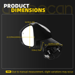 Driver Side Mirror Compatible With 2021-2025 Toyota Sienna w/Manual Folding Power Glass Heated Blind Spot Black Left Door Mirror Replace#TO1320426 8794008190(6Pins)