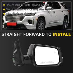 Side Rear View Mirror Compatible with 2022 2023 Chevy/Chevrolet Traverse LT Door Rearview Mirror Heated Turn Signal Blind Spot With HD Camera Passenger Right 84952626(10pin)