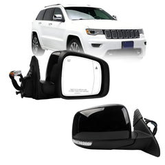 Right Passenger Side Mirror Compatible with Jeep Grand Cherokee 2014-2021 WK 2022 Power Folding/Heated/Turn Signal/Memory/Blind Spot/Puddle Light Black Replaces# 5VB44JRPAA(18Pins)