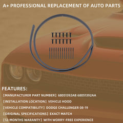 Front Bumper Hood Seal Rivets Compatible with 2008-2019 Dodge Challenger Replaces# 68051392AB 68051392AA