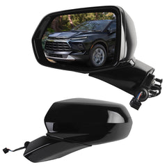 Rear View Mirror Assembly Compatible with Chevy Chevrolet Blazer 2019-2025 Manual Folding Heated Power Glass Replace 84698486 Left Driver Side Black(5Pins)