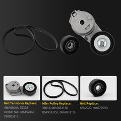 38323 Drive Belt Tensioner Idler Pulley Serpentine Kit Compatible with Dodge Ram 1500 2500 2009-2010 Ram 1500 2500 3500 2011-2018 5.7L V8 Replaces# 6PK2020 belt
