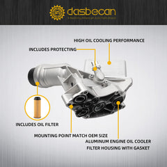 11428583895 Aluminum Oil Cooler Filter Housing Assembly Compatible with BMW 340i 440i 540d 540i 640i 740i M240i X3 X4 xDrive 2016-2021, for B58 3.0L Turbocharged Engine Replaces# 11428511391