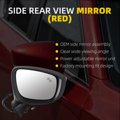 Side Mirror For Mazda CX-5 2015 2016 Blind Spot Right 7 Pins Red Passenger Side Rear View Mirror Power Glass Heated Turn Signal Light Manual Folding Door Mirrors OE# KR2269182B CLH85707052