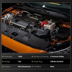 13535009 Alternator Compatible with Chevrolet Equinox GMC Terrain 2018-2024 1.5L L4 12V 130A 5-Groove Pulley Clockwise Replaces# 13513070 13517759