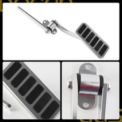 Universal Polished Aluminum Throttle Pedal with 6 Non-Slip Rubber Inserts