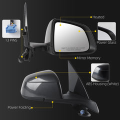 Side Mirror For 2025 2026 Tesla Model Y Juniper Gray Right 13Pin OE#213097000A,2130970-00-A Mirror Memory Power Folding Power Glass RearView Mirror Right PassengerSide Door Mirror
