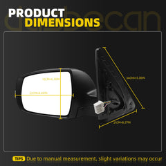 Left Driver Side Mirror Compatible with 2011-2015 Kia Sorento with Power Heated Glass, Turn Signal Light, Manual Folding, Black Mirror Cap Replace# KI1320146 (7Pins)