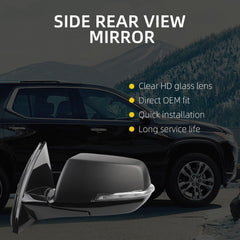 Side Rear View Mirror Compatible with 2018-2019 Chevy/Chevrolet Traverse LT Door Rearview Mirror Power Glass Blind Spot Turn Signal with HD Camera Driver Left 84498310(12pin) - Dasbecan