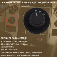 4wd 4×4 Switch Knob Compatible with Ford F150 2009-2014 4 Wheel Drive Transfer Case Dash Panel Switch Replace# 9L3Z14B166AA 9L3Z-14B166-AA