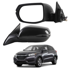 Driver Side Mirror Compatible with 2017-2022 Honda HRV EX EXL Power Heated Glass, Manual Folding, Turn Signal Replace# HO1320286 (6Pins) Modern Steel Metallic, Grey Cap