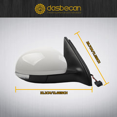 Right passenger Side Mirror Compatible with 2009-2017 Volkswagen Tiguan Side View Mirror w/Electric Heated Glass Turn Signal Manual Folding VW1321131 5N1857508Q9B9 Gloss White Cover (6 Pins)