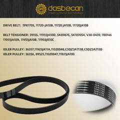 39155 Drive Belt Tensioner +7PK1705 Serpentine Belt+ Idler Pulley Compatible with Nissan Maxima Murano 2007-2014 (3.5L V6 Only)