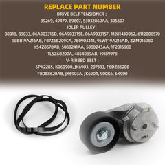 39269 Serpentine Belt Drive Tensioner Pulley Component Kit Compatible with Jeep Wrangler 2007-2011, Replace# 89607 38018 6PK2285