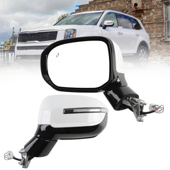 Driver Side Mirror Compatible With 2020-2026 Kia Telluride Power Heated Glass Blind Spot Turn Signal Electric Folding Left Door Mirror Replace# 87610-S9020 KI1320241 White(10Pins)