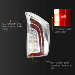 Right Passenegr Side Tail Light Compatible with 2012-2015 Toyota Prius Rear Tail Lamp Replaces# TO2801189 8155147190 5pins With Halogen Bulbs